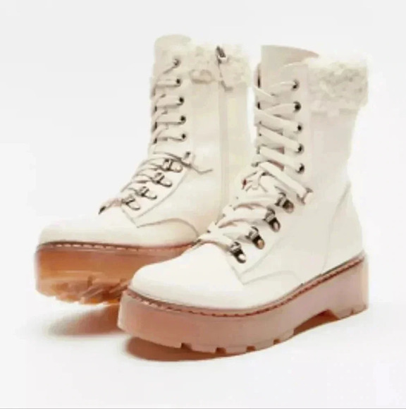 Circus By Sam Edelman Womens Sanders 2 Lace Up Boots Sz 11 Ivory - Picture 1 of 12